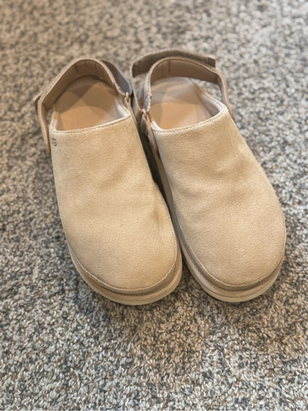 Beige Suede Slingback goldstar Clog Shoes